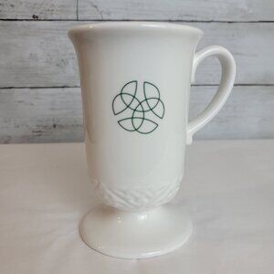 Vintage Russ Celtic Blessings Mug Stoneware Coffee White #29259 pedestal trinity